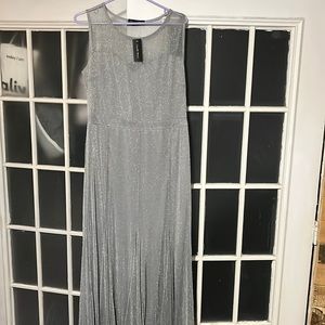 Brand new silver full length dress with tags.